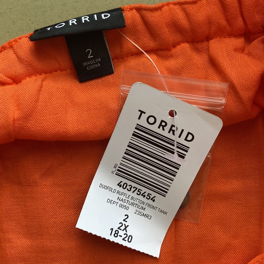 NWT Torrid Double Gauze Ruffle Button Front Tank Top Size 2x - Picture 8 of 9